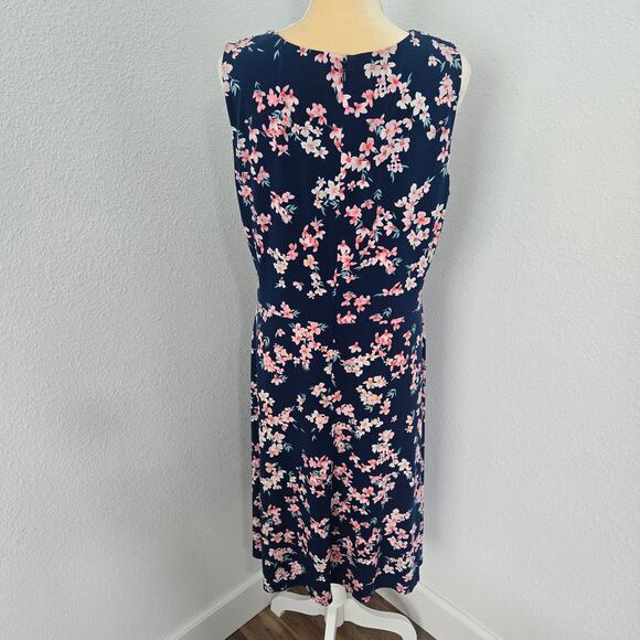 Jessica Howard Women's Size 16 Sleeveless Navy & Pink Floral Spring Dress - Picture 6 of 11